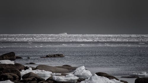 Scenic view of sea against clear sky