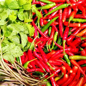 Full frame shot of red chili peppers