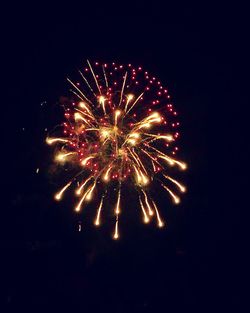 Low angle view of firework display at night