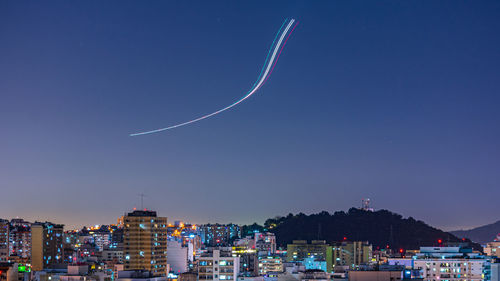 Long exposure urban night photography with buildings and lights in rio de janeiro, brazil