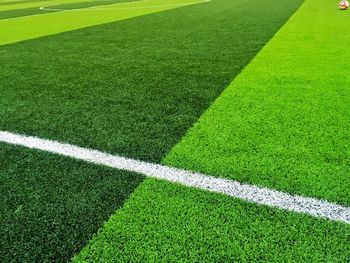 High angle view of soccer field