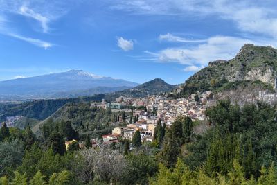 Panoramic view of townscape against sky