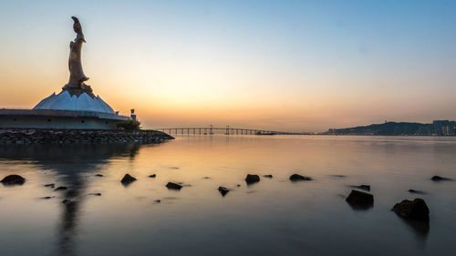 Scenic view of sea during sunset