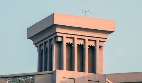 Low angle view of historic building against clear sky