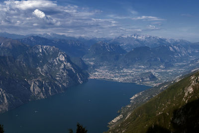 Aerial view of mountains against sky