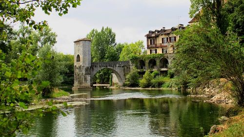 Arch bridge over river