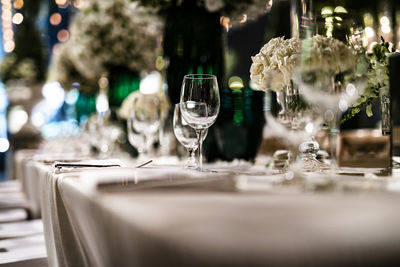 Close-up of wine glass on table in restaurant