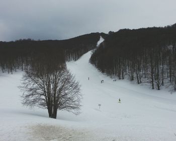 Scenic view of snow covered mountain against sky