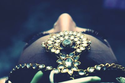 Close-up of jewelry on woman head