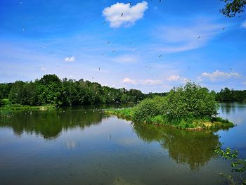 Scenic view of lake against sky