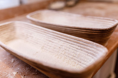 High angle view of bread on cutting board