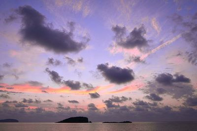 Scenic view of calm sea at sunset