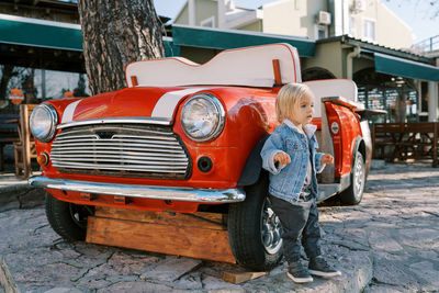 Vintage car on street