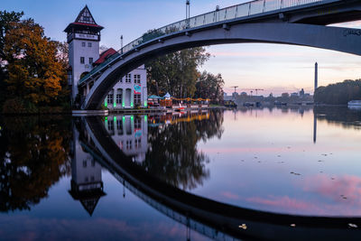 Insel der jugend at day break alternative bridge over a rive 