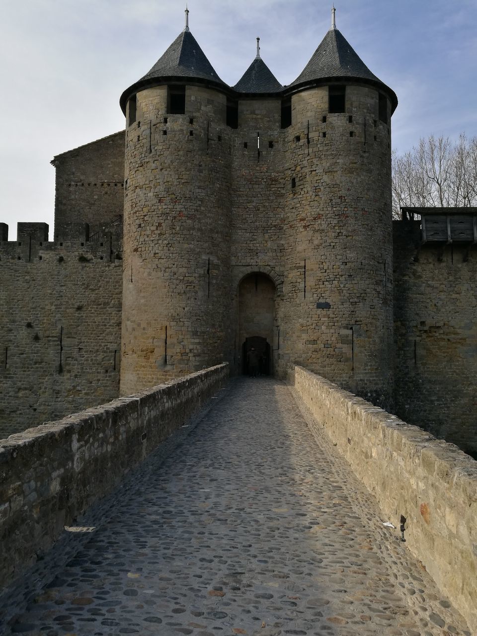 architecture, built structure, building exterior, history, travel destinations, medieval, castle, fortified wall, water, fortress, fort, outdoors, bridge - man made structure, sky, no people, day