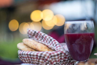 Close-up of wine glass against blurred background