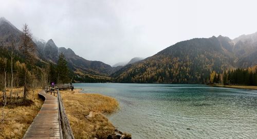 Scenic view of lake against sky