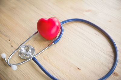 High angle view of heart shape on table