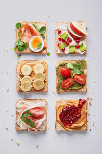 High angle view of breakfast served in plate