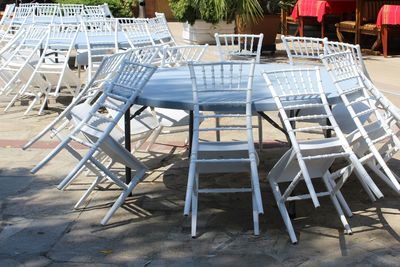 Empty chairs and table