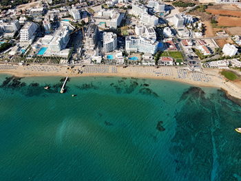 High angle view of people on beach