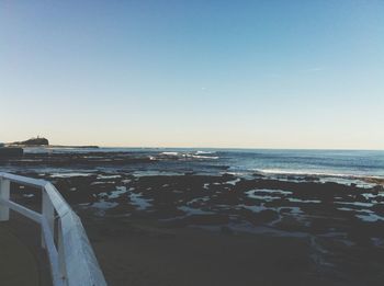 Scenic view of sea against clear sky