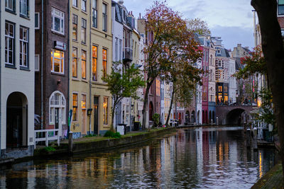 Utrecht, the netherlands. buildings along the oudegracht canal.