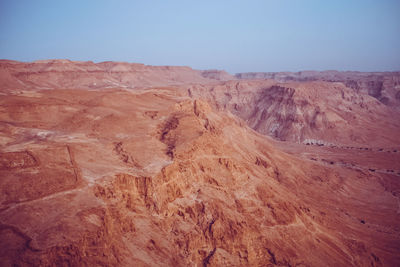 Scenic view of dramatic landscape against clear sky