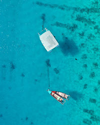 High angle view of boat in sea