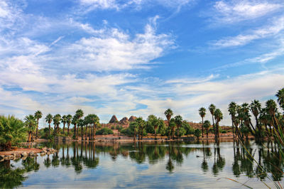 Scenic view of lake against sky