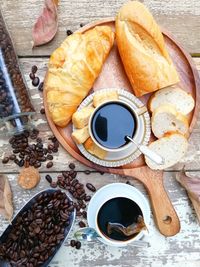 High angle view of coffee on table