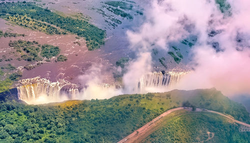 Panoramic view of landscape against sky,victoria falls in zimbabwe