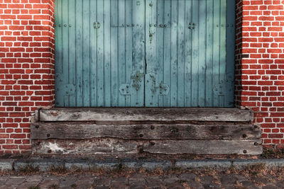 Closed door of old house