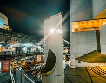 Illuminated modern building in city at night