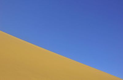 Low angle view of building against clear blue sky