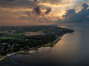 Scenic view of sea at sunset