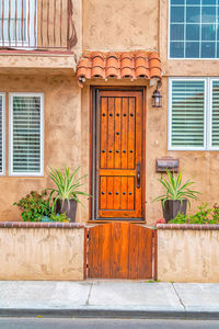 Closed door of building