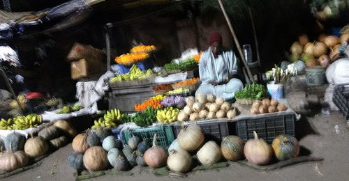 Various vegetables for sale at market stall