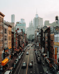 High angle view of city street