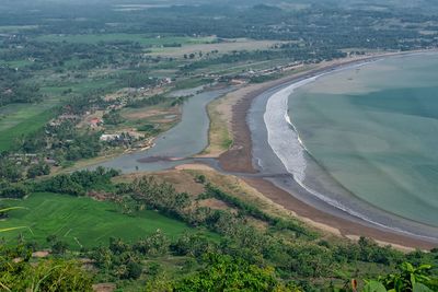 High angle view of bay