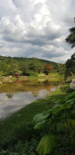 Scenic view of lake against sky