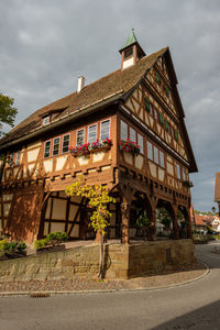 Historic half-timbered townhall in german wine valley strümpfelbach
