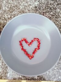 Directly above shot of heart shape on plate