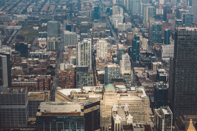 High angle view of buildings in city