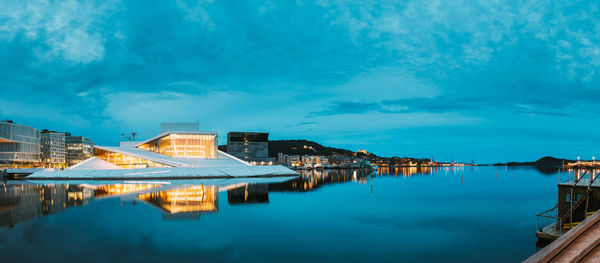 Reflection of buildings in water