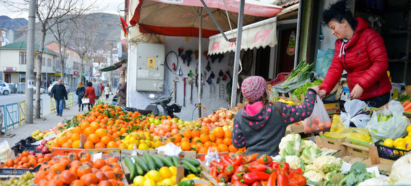 Various fruits for sale at market stall