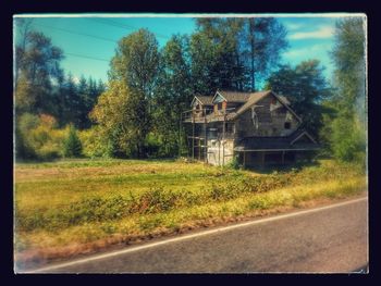 House and trees against sky