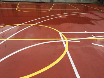 High angle view of basketball court