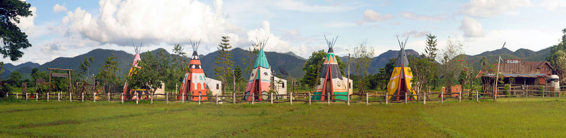 Panoramic shot of buildings against sky