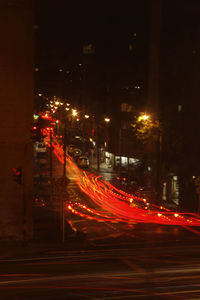 Light trails on city street at night